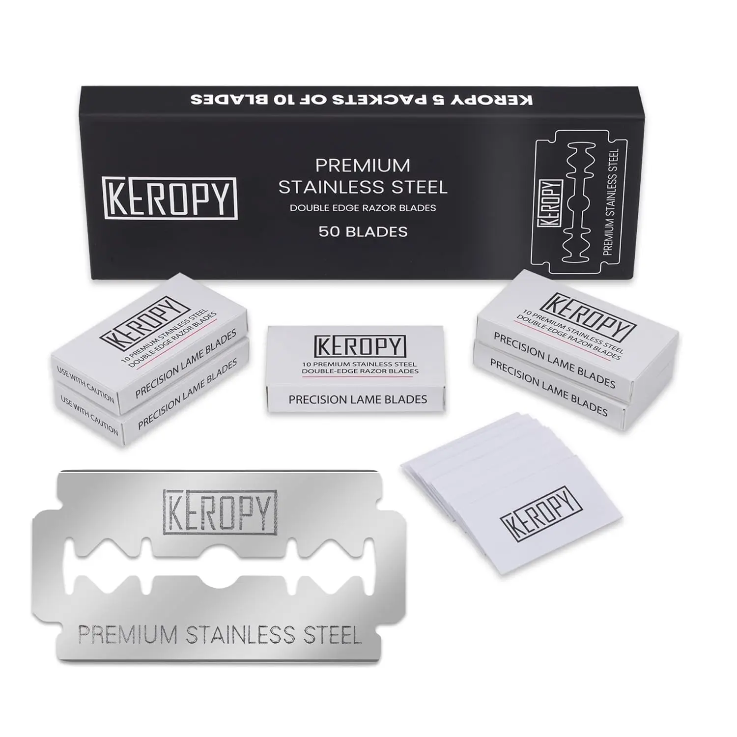 Keropy 50 Count Premium Razor Blades Razorblades Daily Shaving Tool