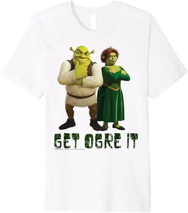 Shrek Fiona & Shrek Get Ogre It Text  T-Shirt, Classic Retro Graphic Unisex Tee Gift For Men and Women