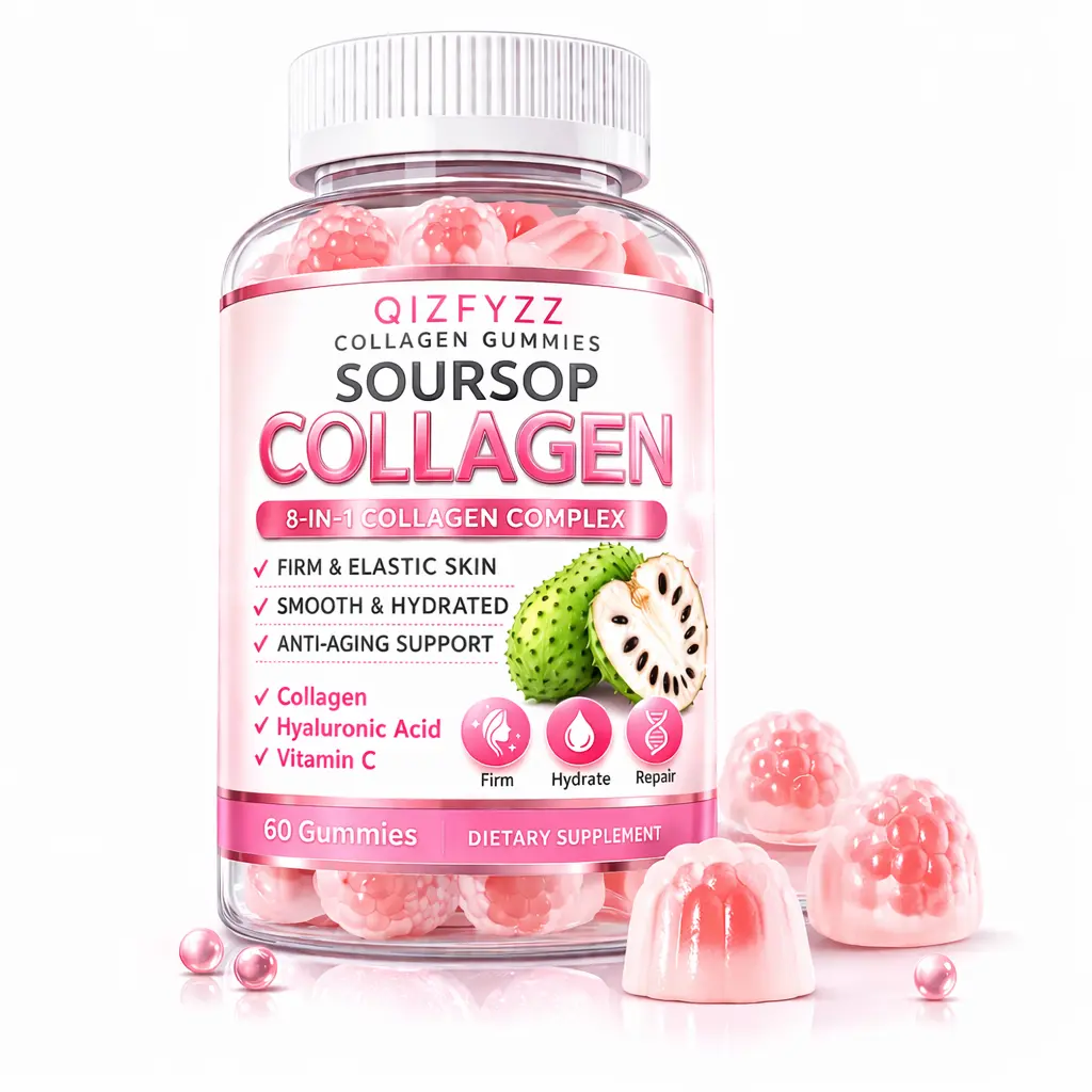 'summervibes Soursop Collagen Gummies 8-in-1 Beauty Complex with Hyaluronic Acid, Vitamin C & Antioxidants – Skin Firming, Hydration & Anti-Aging Support – Vegan, Non-GMO – 60 Gummies,summerwins