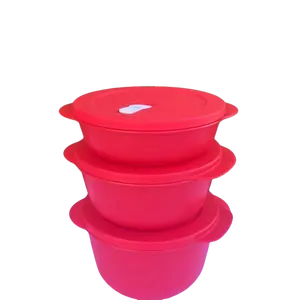 Set of Three Red Microflash Containers 850 ml 1.3L 1.8L Microwave Compatible for Kitchen Prep & Refrigeration Food Storage Organizer Reusable Airtight Waterproof
