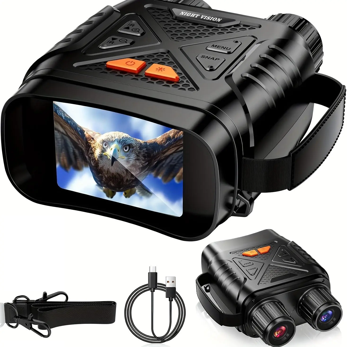 10x Digital Zoom HD Night Vision Binoculars with 2.8 Inch Display, 2000mah Battery for Hunting and Wildlife Observation, Supports 128GB TF Card