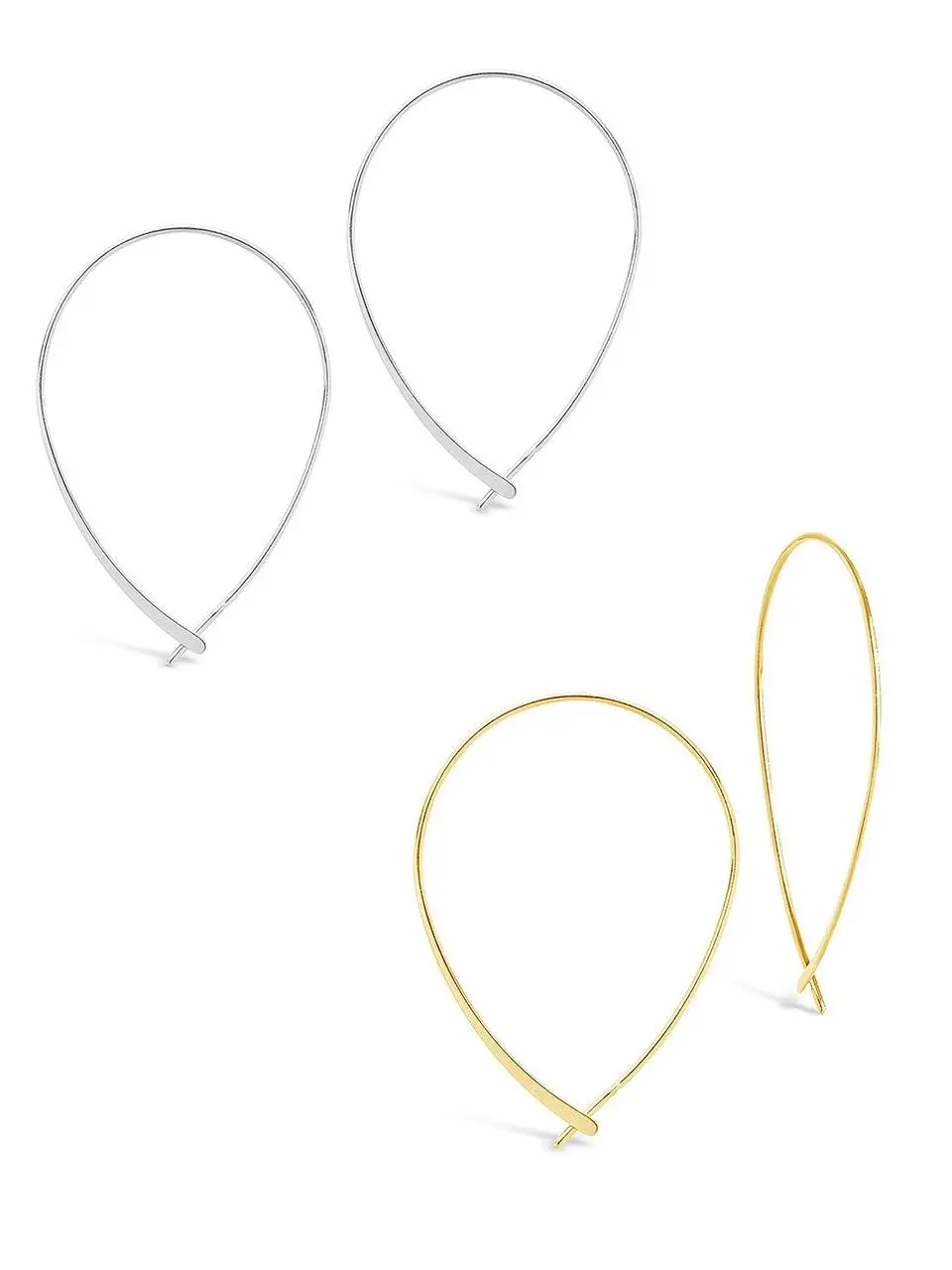 Sterling Forever Delicate Threader Hoop Earrings Set