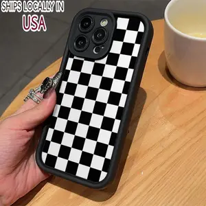 Checkerboard Pattern Phone Case, Anti-drop Soft Silicone Cellphone Cover, Cute Phone Case, Decorative Phone Protector Cover Compatible with iPhone 15 Pro Max 14 13 12 11
