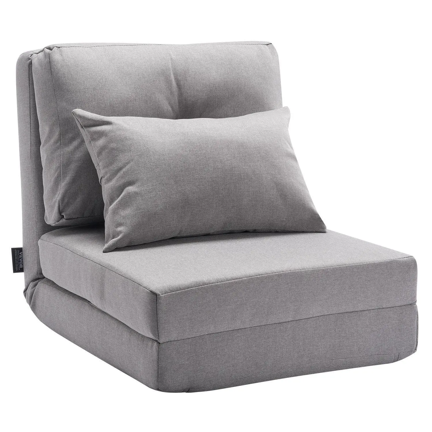 【SummerFinds】VEVOR Linen Fabric Foldable Floor Chair - Single Seat, Armless, 5 Adjustable Positions, Breathable, Convertible Flip Chair for Reading, Gaming, Relaxation, Gray