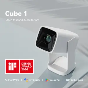 [US warehouse] REAL Android TV OS, Bluetooth Mini Projector, 4K, 2600 Lumens, 2.4G/5G Wi-Fi, Portable Outdoor Projector with Built-in Speaker, Compatible with Smartphone, HDMI, 1080P supported, 200 ISO Lumens, Outdoor Use, Wanbo Cube 1