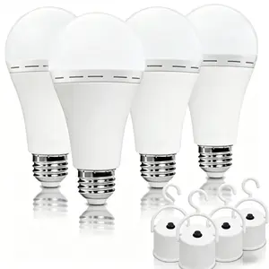 4-Pack E26/E27 Lightbulb Base Rechargeable Emergency LED Bulbs, 12W (60W Equivalent) 6000K Daylight, 1200mAh Battery-Powered, 120V for Home Power Outages, Camping