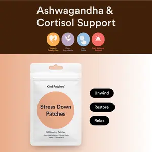 Kind Patches | Stress Down Patches | 30 Ashwagandha patches: cortisol support, natural ingredients, calming herbs, vegan, 1 month pack