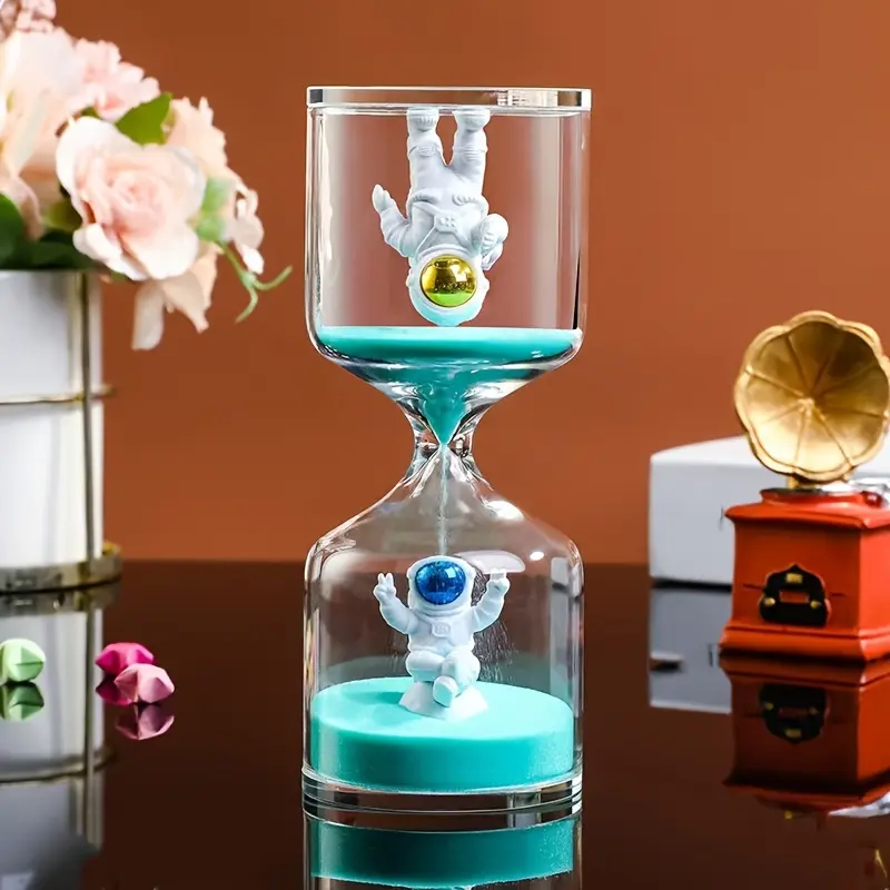 Hourglass Timer Astronaut Timer, Gift Glass Astronaut Hourglass, Tall Glass Timer Clock, Space Theme Desktop Decoration