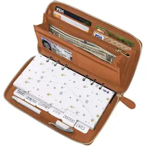 Envelope Wallet Brown All in One Budget System RFID Blocking with 12x Tabbed  Envelopes, 12x Monthly Budget Cards,1x Yearly Budget Planner Sheet Complete  Organizer Set for