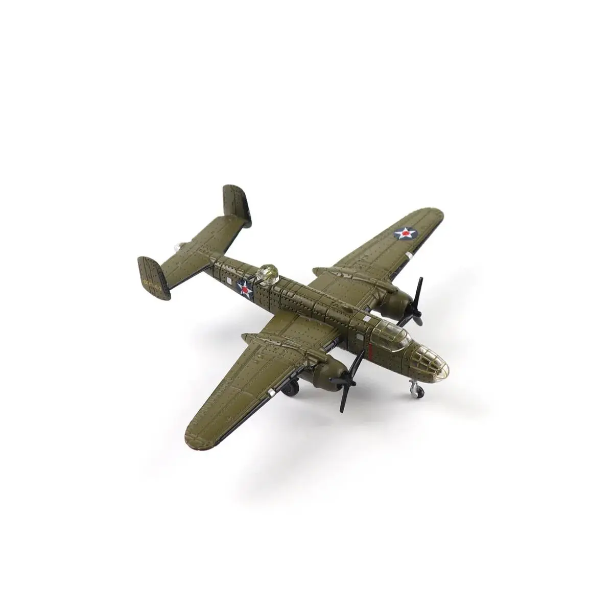 B-25B Mitchell WWII Military Warplane Die Cast Toy - 1/200 Scale Zinc Metal Model Kit with Authentic Markings, Doolittle Raid Ref Collectible, 3.3 x 4.13 x 1.18 Inches Baked Enamel Desk Decor for WWII History Enthusiasts, Decoration