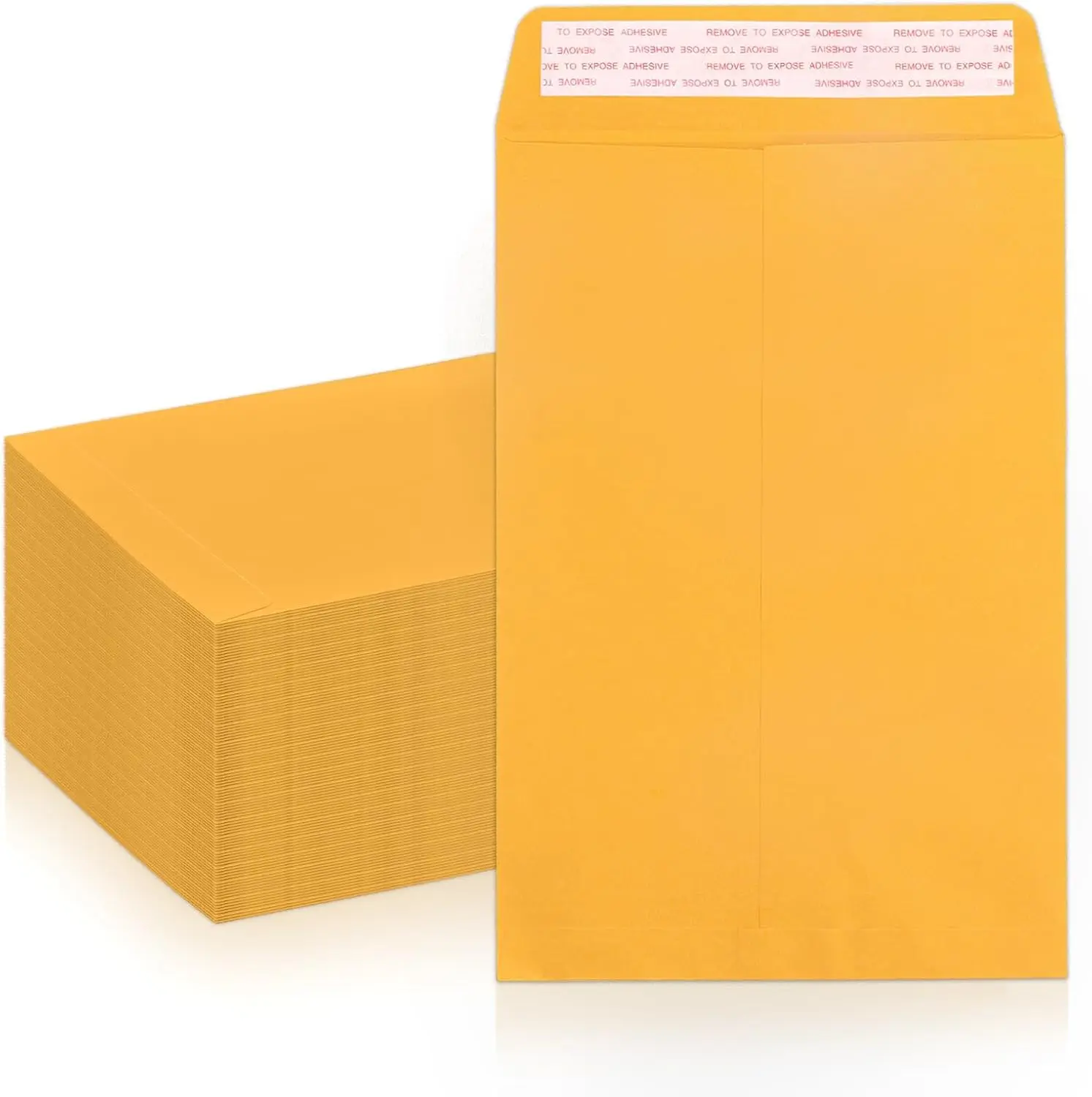 Goefun 6x9 Yellow Kraft Card Envelopes, 100-Pack 100 GSM Self-Seal Catalog Envelopes for Office Mailing & Postal Supplies