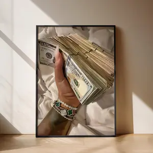 Black Woman Money Art Print, Brown Skin Cash Dollar Poster, Nail Art Wall Decor, Bold Black Art Home Poster, Room Decor, Unframed