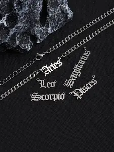 Punk Style Gothic Witch Jewelry 12 Constellation & Letter Design, Fashion Jewelry for Party, Daily Clothing Decor, Trendy All-match & Exquisite Jewelry for Birthday Gift