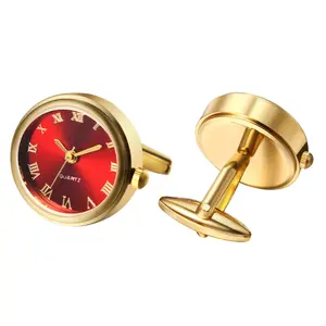 Novelty Watch Cuff Links: Round Silver Gold Working Functional Watch Sleeve Clock Watch Special Occasions Business Shirt Accessories