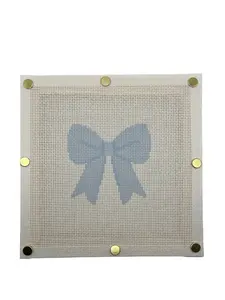 Light Blue Simple Bow (13 mesh) Needlepoint Canvas