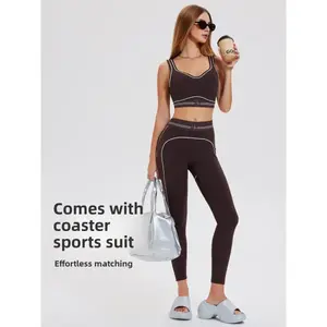 New Women's Plus Velvet Sports Set Shockproof Padded Bra Quick Dry Fitness Yoga Outfit