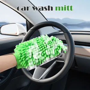 1 Count Premium Dual-Pile Microfiber Wash Mitt, Swirl-Free Washing， Denser Pile Side