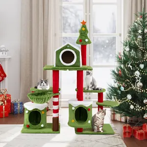 COSTWAY - 58 Inch Tall Cat Tree Tower Multi-level Pet Climbing and Jumping Tower Furniture with Condos
