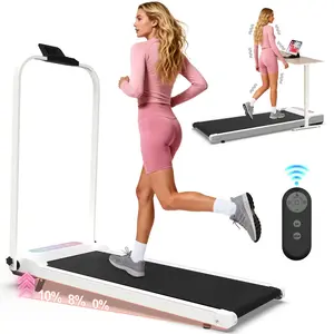 foldable two-in-one treadmill and off-stand walking pad, with vibration pad, portable treadmill, with handle, with belt machine, oblique edge and remote control, suitable for small space, office apartment fitness equipment