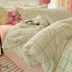 Bowknot & Heart Pattern Bedding Set, 1 Count Bedspread & 1/2 Counts Pillowcase Without Filler, Soft Comfortable Bedding Set for Home Bedroom