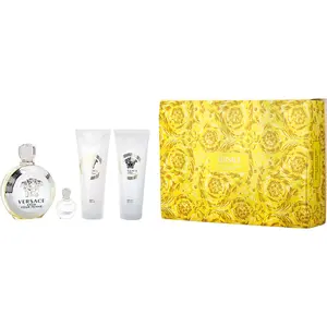 Versace Eros Pour Femme Set-Eau De Parfum Spray 3.4 Oz & Body Lotion 3.4 Oz & Shower Gel 3.4 Oz & Eau De Parfum 0.17 Oz Mini For Women