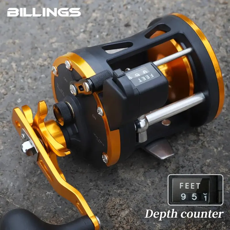 BILLINGS XDT Series Digital Display Baitcasting Trolling Fishing Reel, 3.8:1 Gear Ratio 33LB Max Drag Reel, Aluminum Alloy Durable & Sturdy Fishing Reel for Saltwater & Freshwater, Fishing Accessories, Fishing Supplies, Fishing Equipment