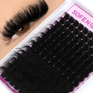 Lash Clusters 300D Volume Lash Clusters 12-25mm Long Volume Cluster Eyelash Extensions D Curvature Waterproof Eyelash Clusters Individual Cluster Lashes Soft Wispy DIY Lash Extension by Sofenida