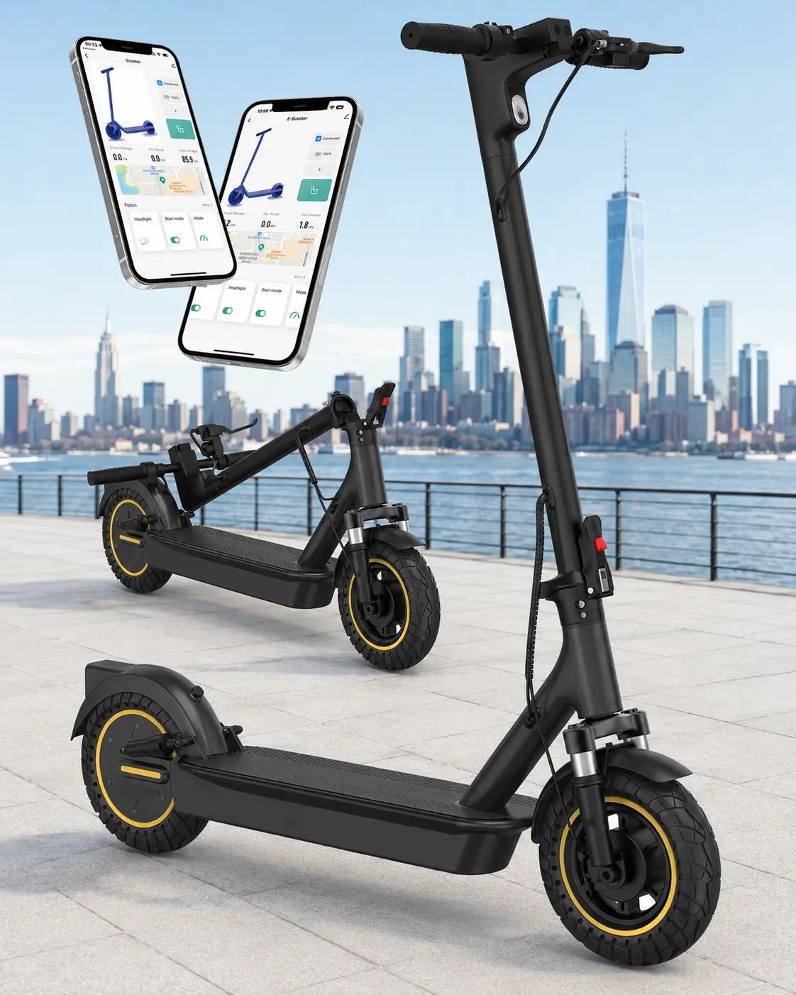 500W Foldable Electric Scooter for Adults, 22MPH Max Speed 28 Miles Range 42V 14.5Ah Battery, Smart App Control 3 Speed Modes, Dual Shock Absorption, 10 Inch Pneumatic Tires, 265LBS Max Load Commuter E-Scooter with Bright Headlight & Taillight