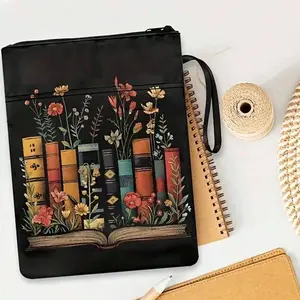 Floral & Vintage Book Pattern Notebook Case, Book Accessories, 1 Count Washable & Durable Book Kindle Storage Bag, Book Organizer, Portable Storage Bag for Indoor & Outdoor