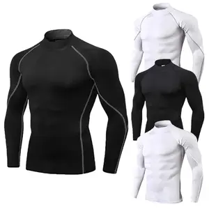 Men's Workout Compression Shirt Turtleneck Long Sleeve Rash Guard Gym Base Layer Athletic Undershirt Gear Sports Shirt