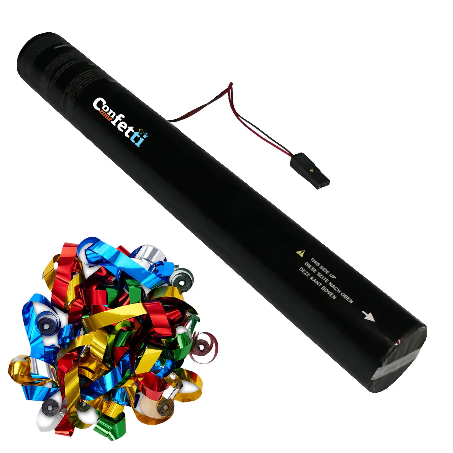 Multicolor Streamer Metallic Confetti Electric Cannon 32" for Indoor Events