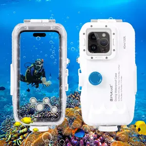 PULUZ 40M/130Ft Waterproof Diving Case for Iphone 15 14 13 12 11 Pro Max plus with One-Way Valve Underwater Video Housing Cover iPhone
