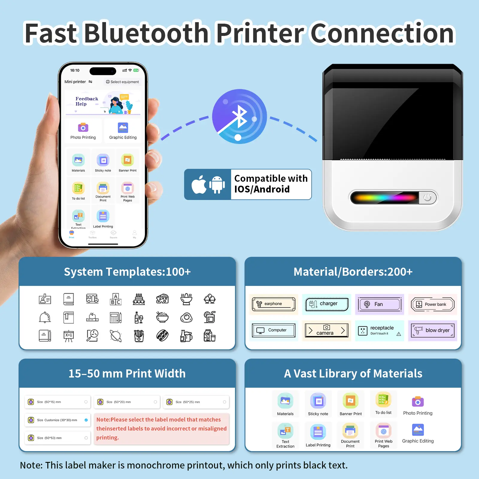 Thermal Label Maker, Bluetooth Label Printer for Small Business, Shipping & Barcode, Portable Label Maker, Wireless Label Printer