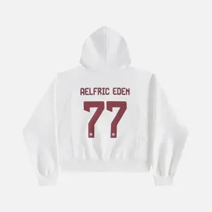 Aelfric Eden Boxy 77 Pullover Hoodie Oversized Cropped Fit Number  Badge Graphic Print Soft Fabric Unisex  Streetwear