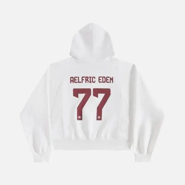 AELFRIC EDEN Men's Vintage 77 Graphic Boxy Cut Pullover Hoodie, Unisex Cotton Blend Long Sleeve Pull On Streetwear,back to school,back to school shopping, Letter Print