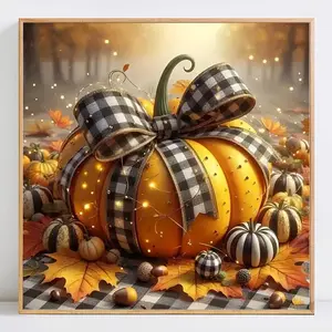 Pumpkin Full Round Diamond Embroidery Design Kit, DIY Craft Supplies for Beginners & Advanced Users, Perfect Halloween Handmade Gift Idea