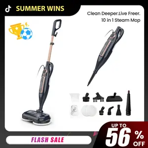 [SummerWins]DEVOAC 10-in-1 Electric Steam Mop with Detachable Handheld Steamer Lightweight for Walls Floors,Tiles Tackles Grease&Sticky Messes,Steam Cleaner For House, Multi-Accessories Portable Cleaning