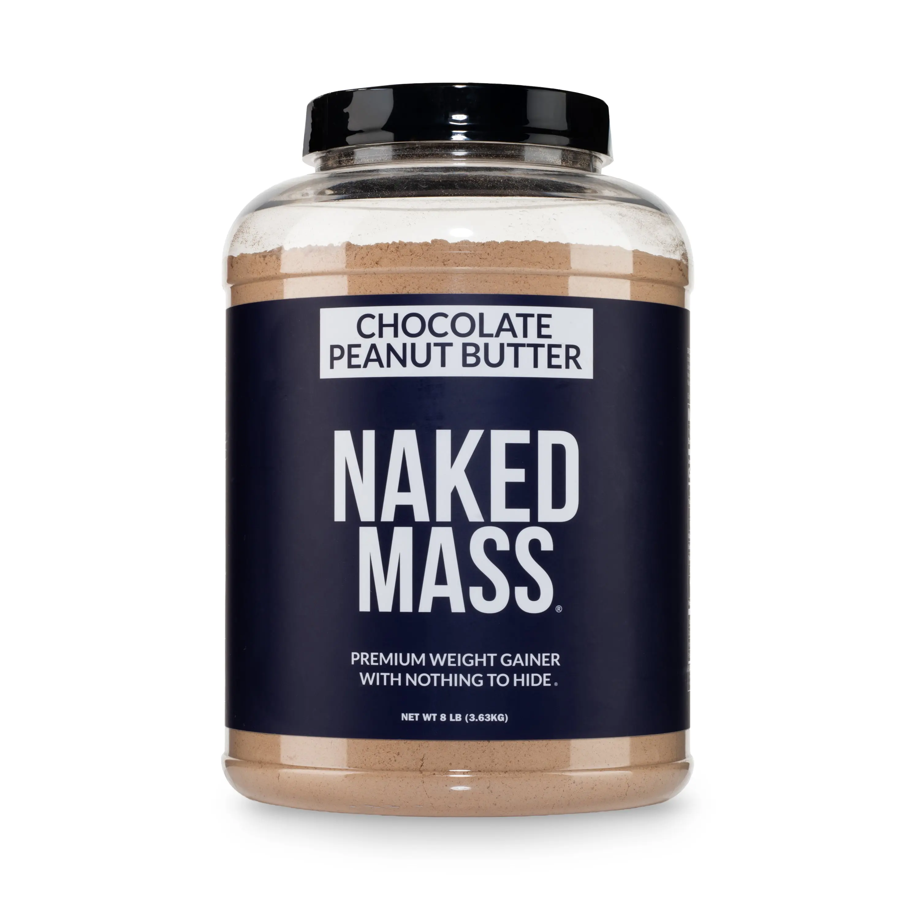 Naked Chocolate Peanut Butter Mass Gainer - 8LB - 50g Protein, 1280 Calories - Soy-Free, Gluten-Free, Non-GMO