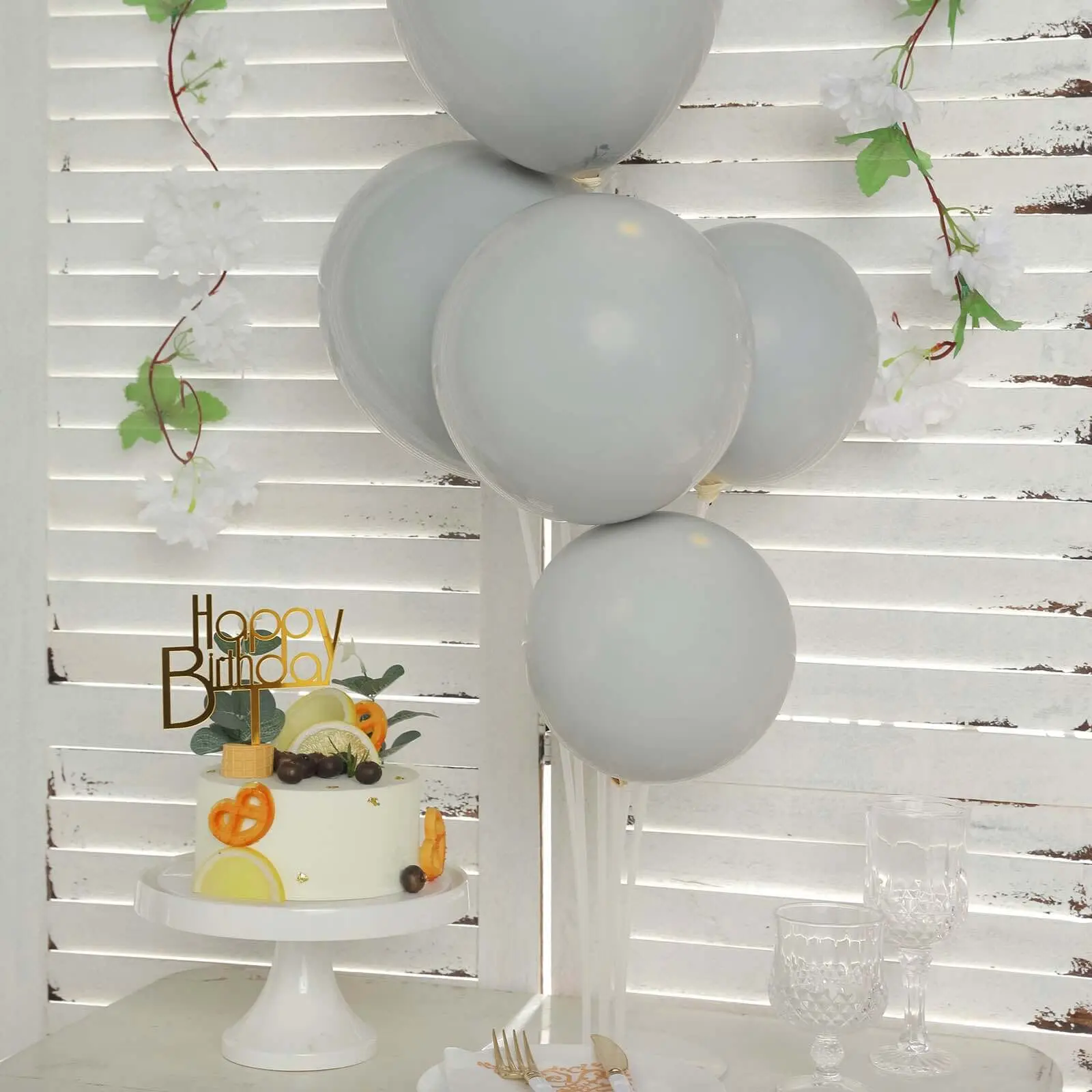 Matte Gray Round Solid Latex Blow Up Balloons, 25-Pack 10" Double Stuffed Prepacked Set for DIY Party Decor, Baby Shower & Birthday Events (Home & Festive Party Supplies)