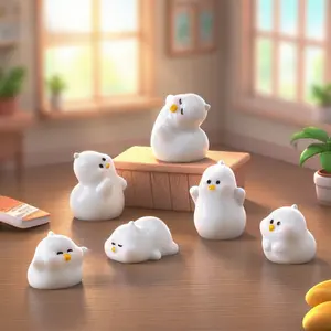 6-piece Set of Quirky Cute Little White Duck Figurines Cute Duck Design Collectible Figurines Dollhouse DIY Decoration Accessories Miniature Landscape Car Desktop Ornaments