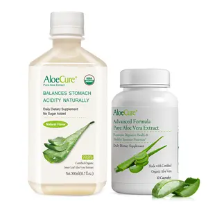 AloeCure Digestion Support Pack - Natural Aloe Juice 1btl, Aloe Vera Capsules 30 caps
