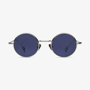 HUSH Round Metal Frame Sunglasses - Minimal Low Profile Soft Shape Double Rim Quiet Impact
