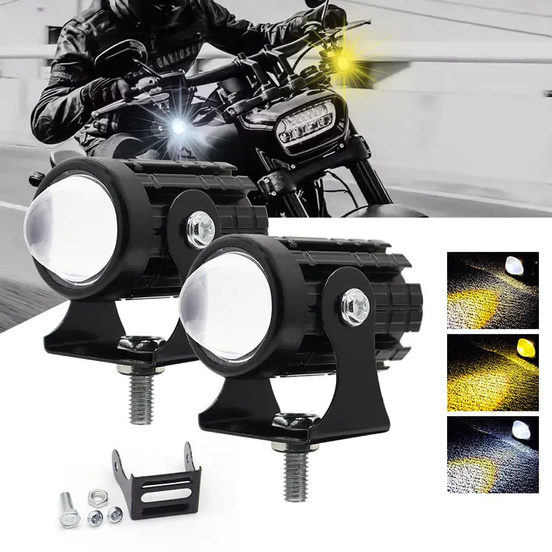 2pcs Super Bright 24W Universal Dual-Color LED Spotlight, external strong light, paving lights, far and near light, yellow light