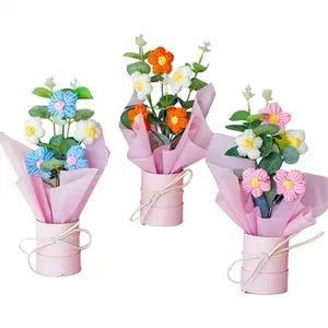 Crochet Flower with Knitted Wrap and Gentle Lighting Elegant Artificial Plants for Home décor & Gifts