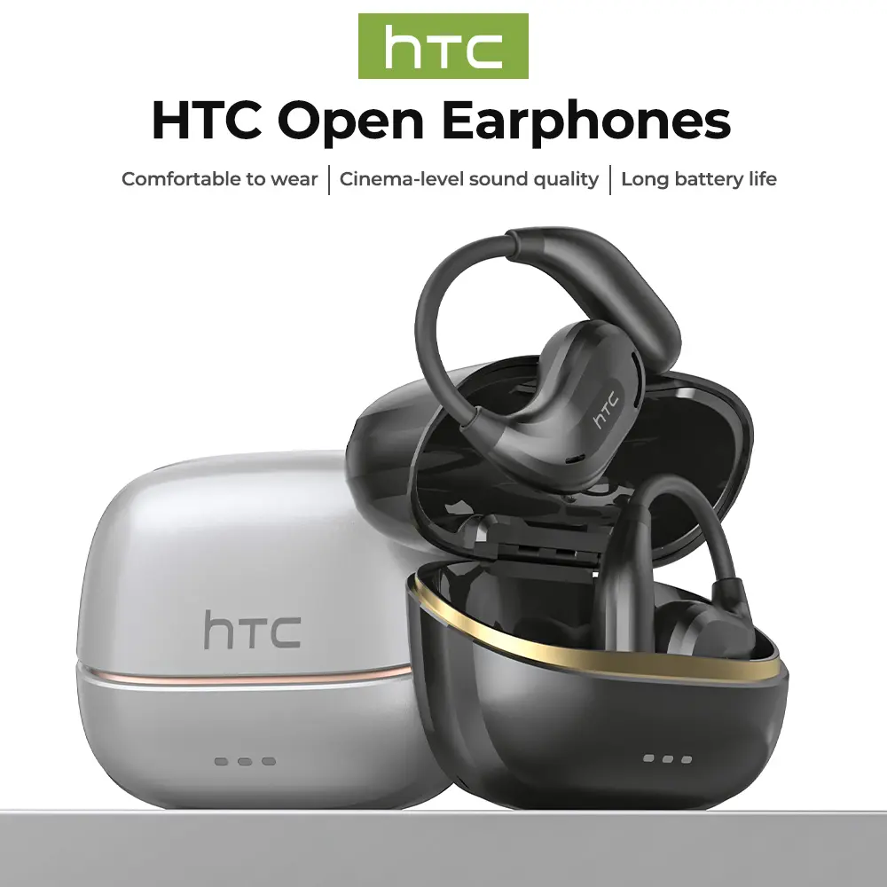 HTC NE18 OWS Wireless Earphones, Bluetooth 6.0, AI Translation Function, Noise Cancellation Smart Earphones & Headphones, APP-Supported, 135-Language Real-Time Translation, IPX5 Waterproof, Sports Use, Built-In Microphone, Stereo Sound, Audio, Headset