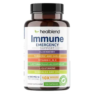 healblend 10 in 1 Immune Support Supplement Booster with Elderberry, Zinc, Echinacea, Turmeric, Lactobacillus Acidophilus, for Adults [120 Capsules] Healthcare Edible Dietary Natural Optimum