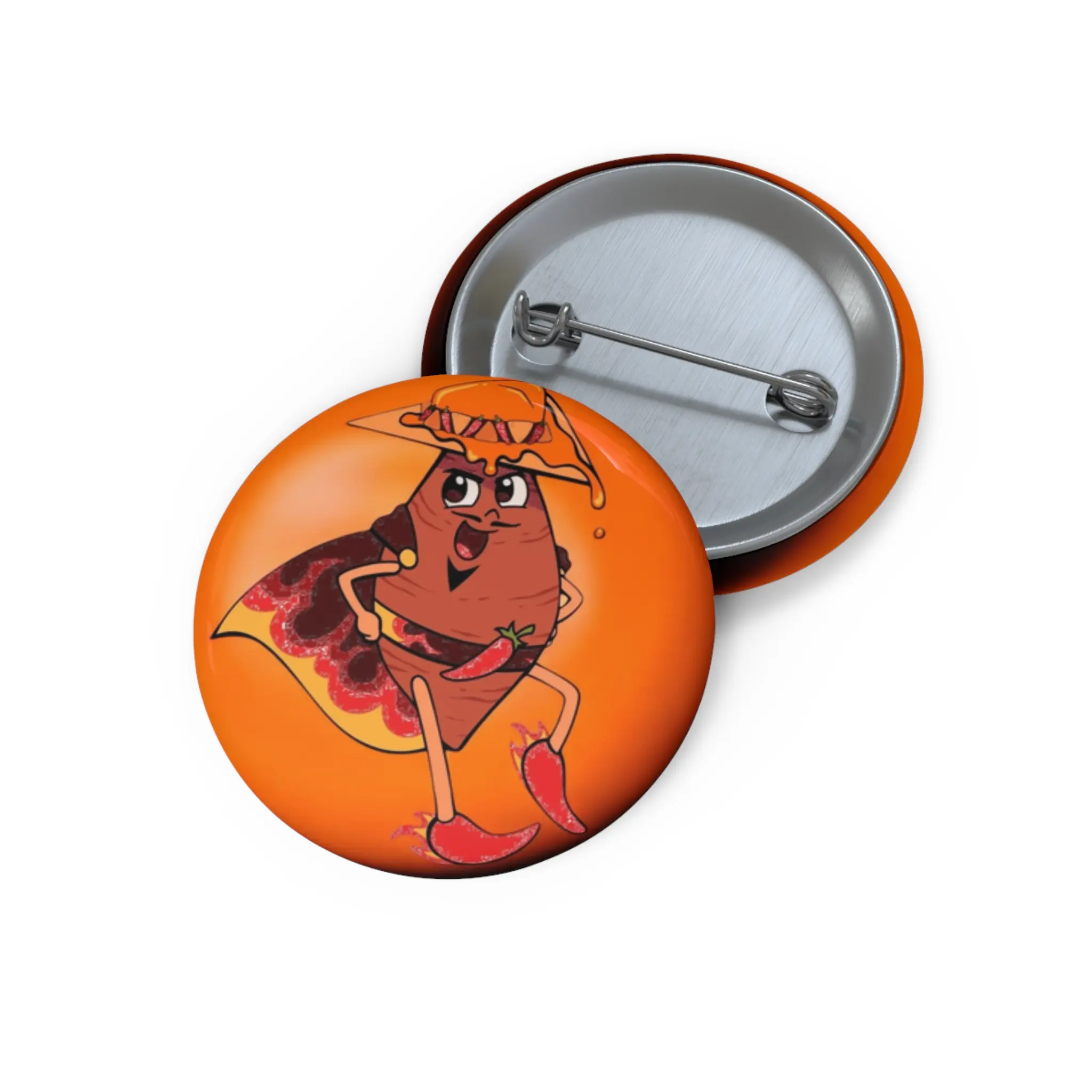 Retro Unisex Small Metal Print Captain Cajun Nacho Pin Button - Office Identification Badge Accessory with 3 Sizes, Secure Attach, Scratch/UV Resistance, Glossy Mylar Face for Jackets,Hats