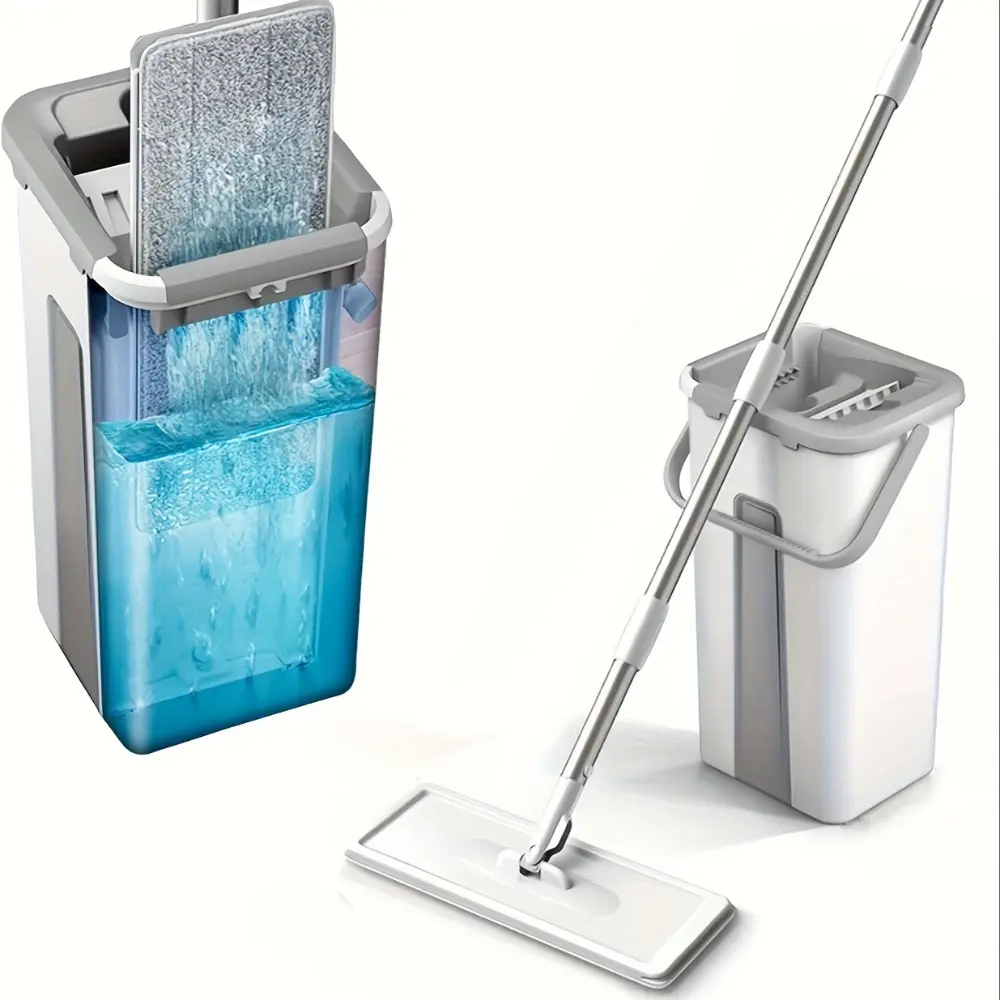 Wet and dry mop with 2 mop pads Plastic mop set