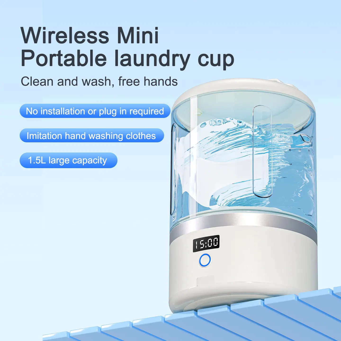 Portable Automatic Mini Washing Machine - USB Charging, High-Quality, Shock-Resistant Underwear Cleaner, 1.5L Capacity, Compact Lightweight, Quick Wash, Ideal for Apartments, Travel, Portable Automatic Washing Machines, Quick Wash Washing Machines