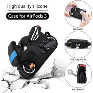 Unique Motorbike Design Case for Apple Airpod 3, Protection, Silicone